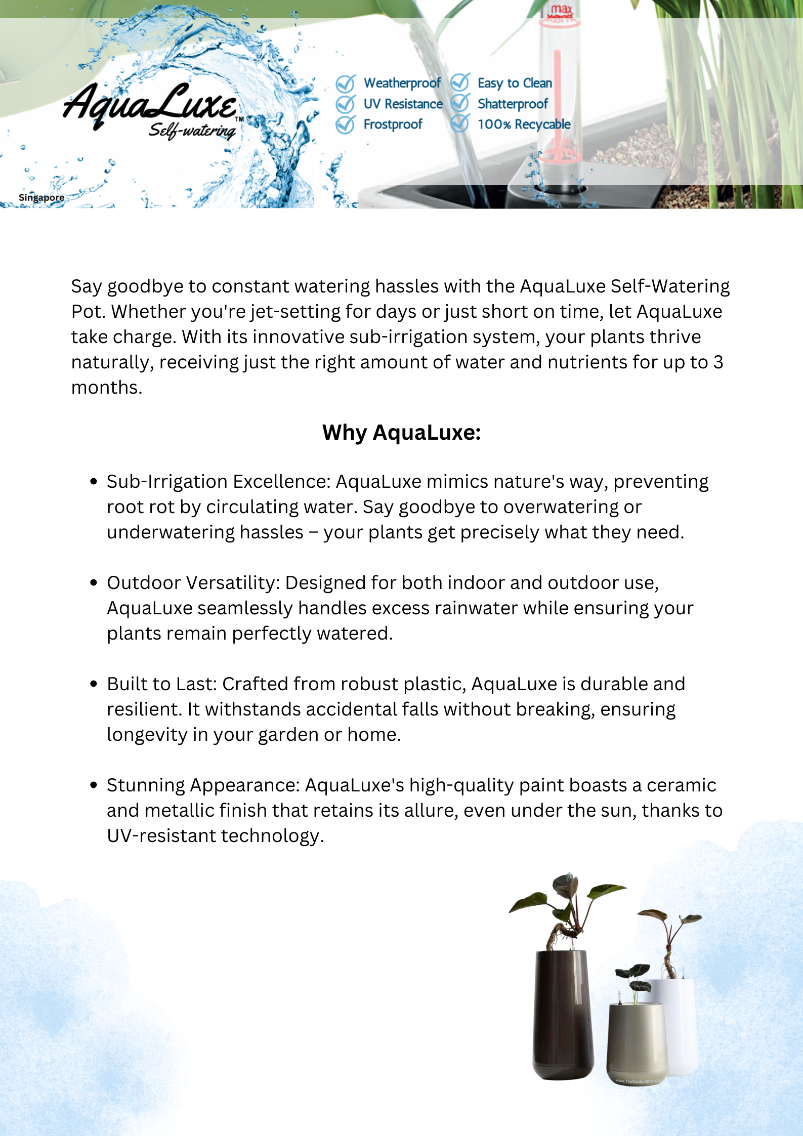 AquaLuxe Self Watering benefits and guide